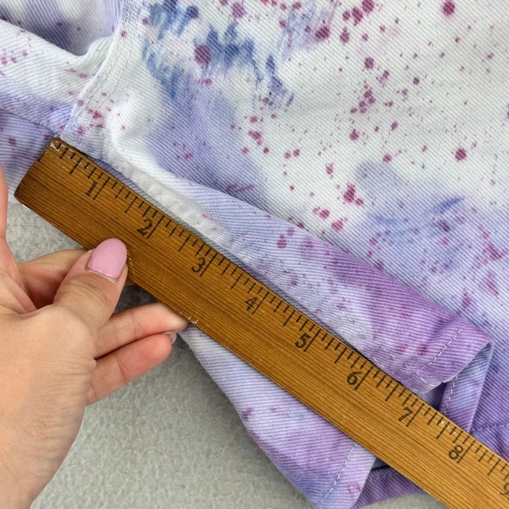 VTG Levi's 550 Relaxed Fit Shorts Women 11 White Tie Dye Splatter‎ Denim 90s USA